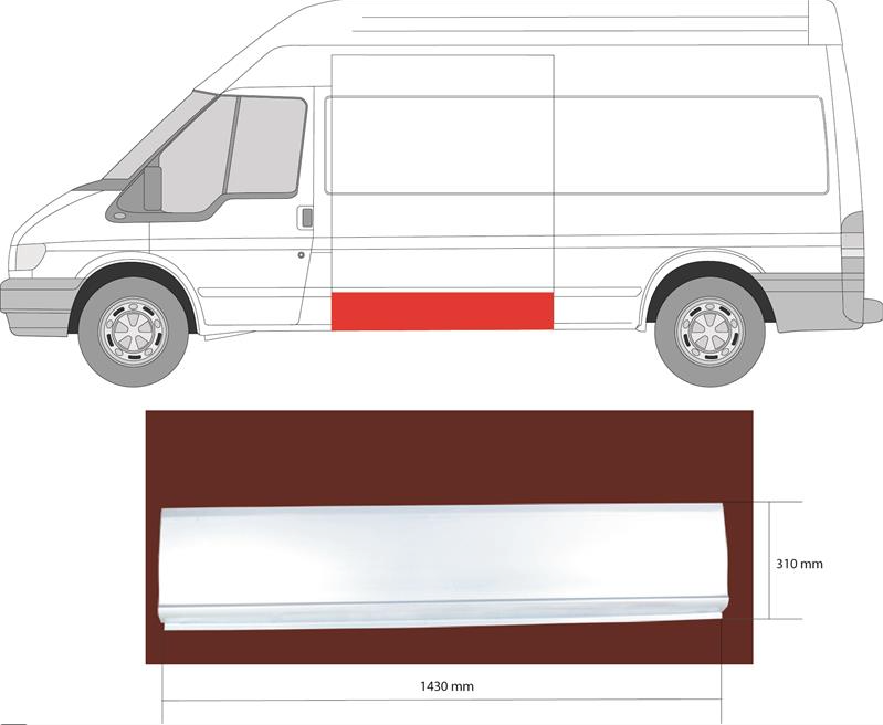 Lower Side Panel Long Wheel Base to 1st Swage (30-53-013)