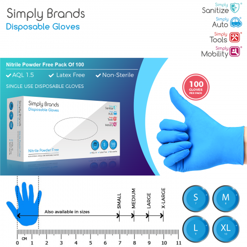Blue Nitrile Gloves Simply Sanitize PK100 Medium