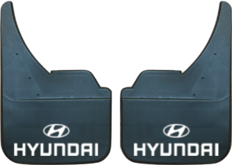 Hyundai (White Logo & Text) Pair Mudflaps (MF319UA)