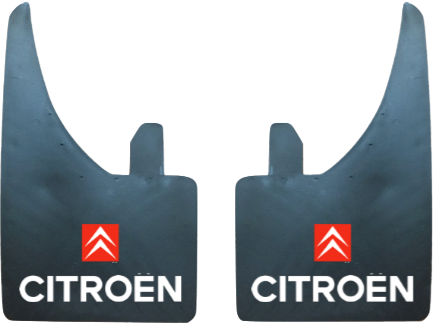 Citroen Clasic (Red/White Logo Pair Mudflaps (MF336)