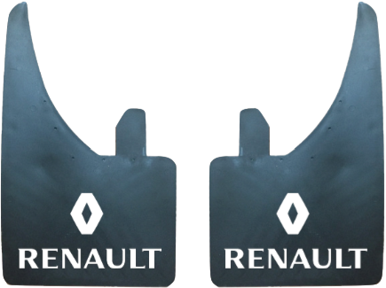 Renault (White Logo & Text) Pair Mudflaps (MF337A)