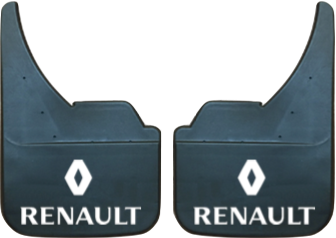 Renault (White Logo & Text) Pair Mudflaps (MF337UA)
