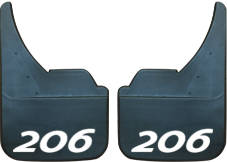 Peugeot 206 (White Text) Pair Mudflaps (MF378U)