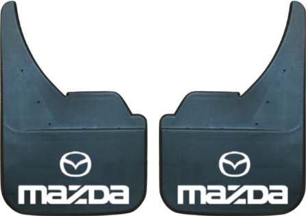 Mazda (White Logo & Text) Pair Mudflaps (MF390UA)
