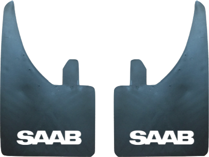Saab (White Text) Pair Mudflaps (MF408)