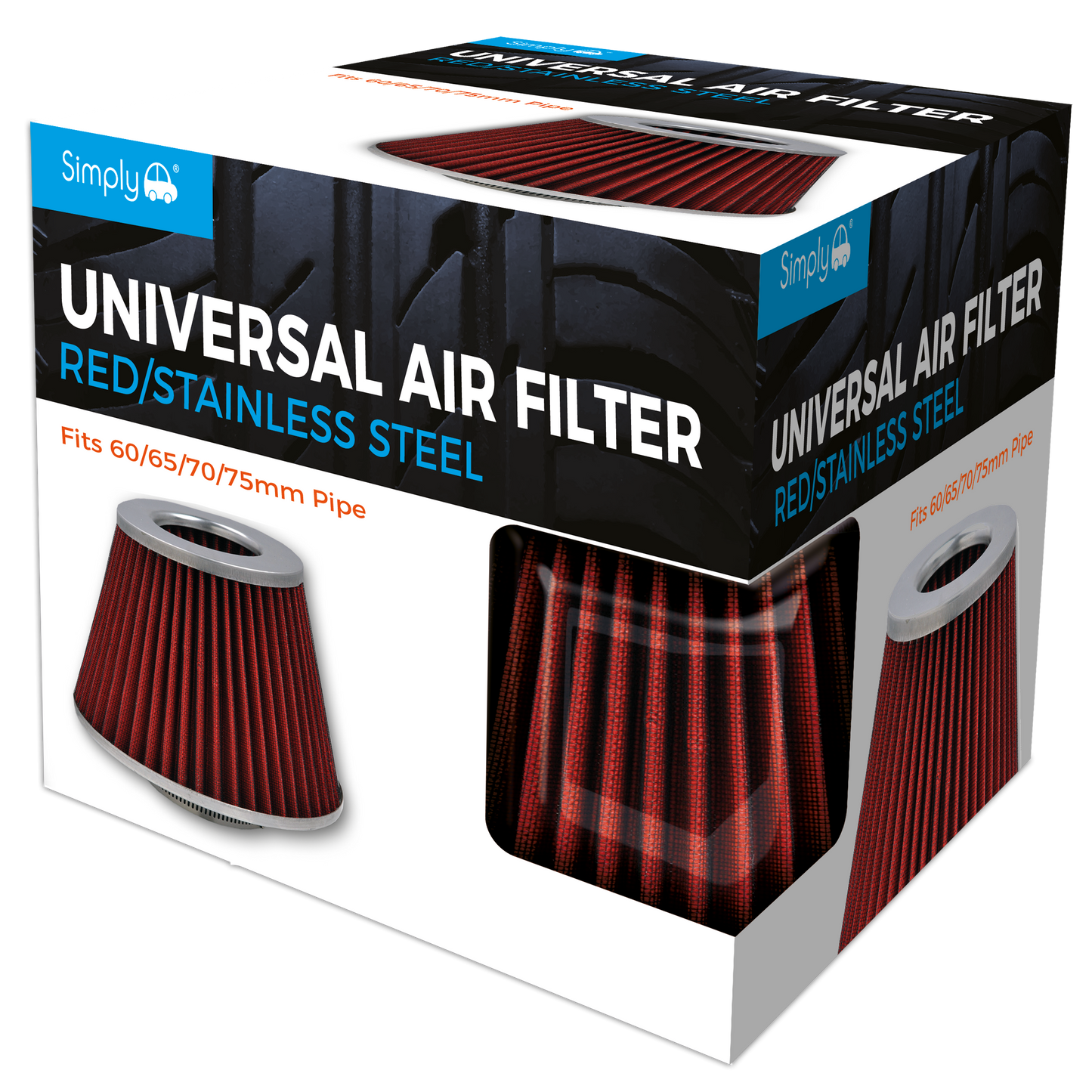 Red Mesh w/Stainless Steel Air Filter (155 x 155) (AFU07)