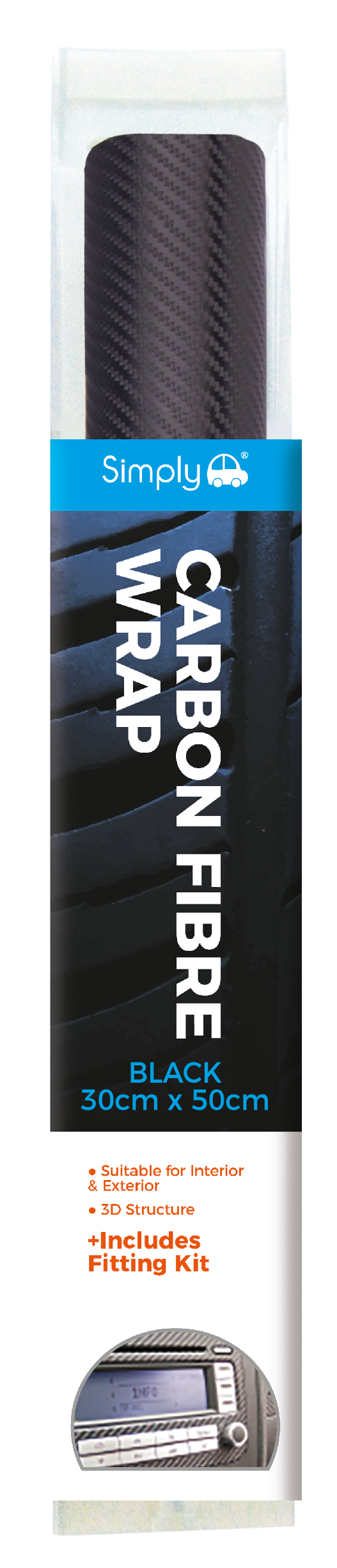 Vinyl Wrap Black Carbon Fibre 30x50cm (CF-3150)