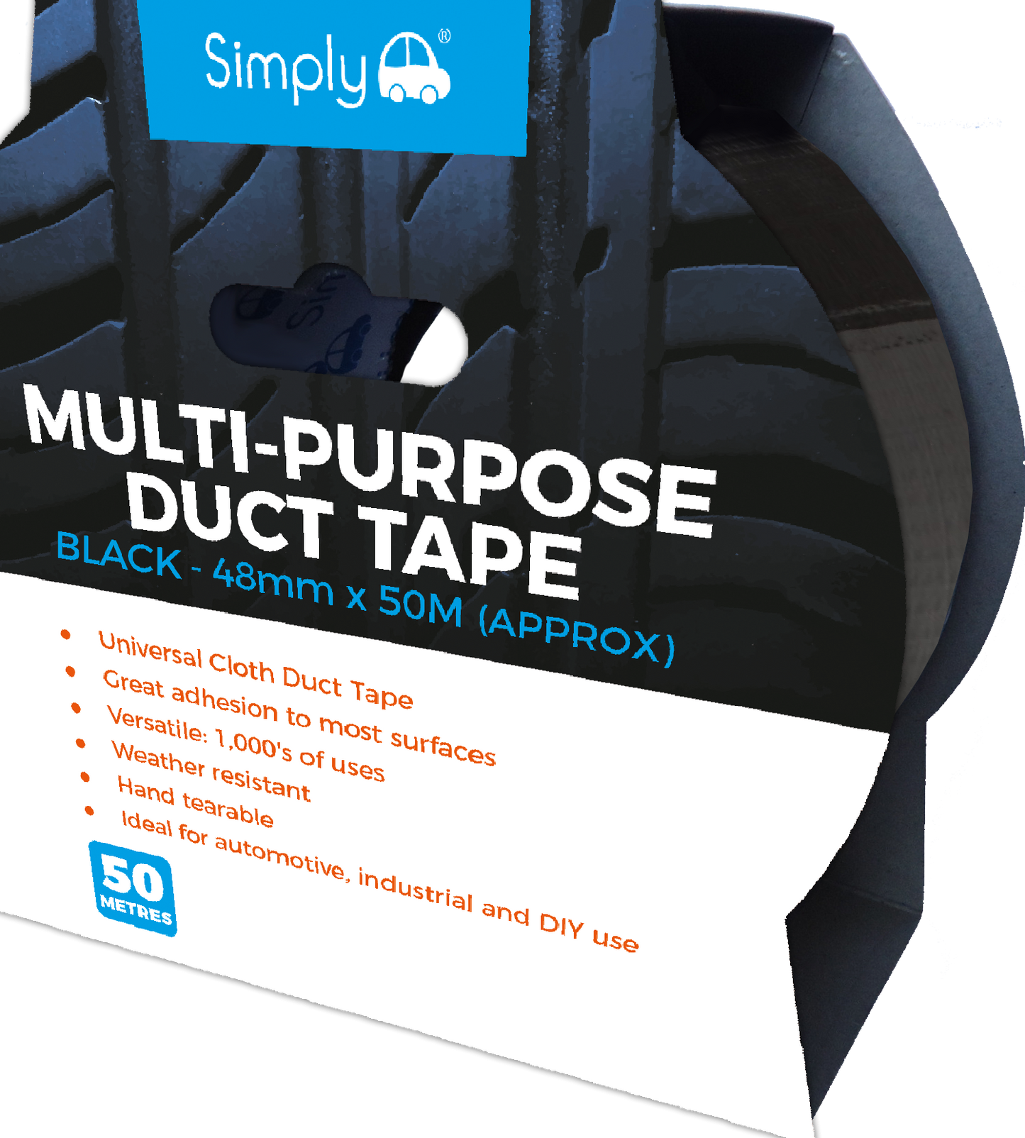 Duct Tape 48mm x 50M Black (DT-BLACK)