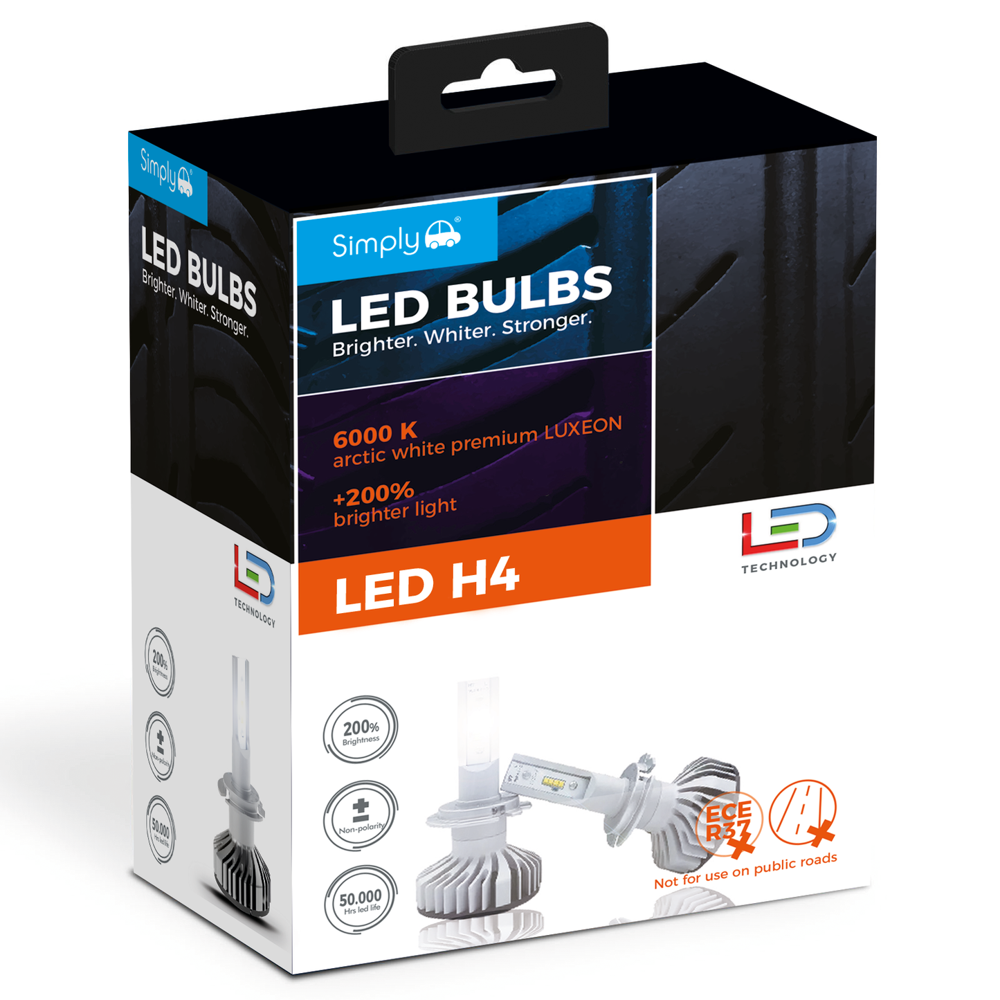LED Car Headlight Bulbs - H4 CANBUS (pair) (LEDH4)