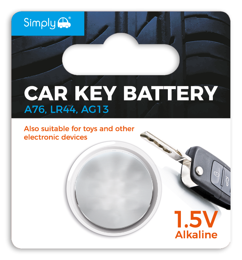 Car Key Battery - 1.5V Alkaline A76, LR44. AG13 (SB-A76)