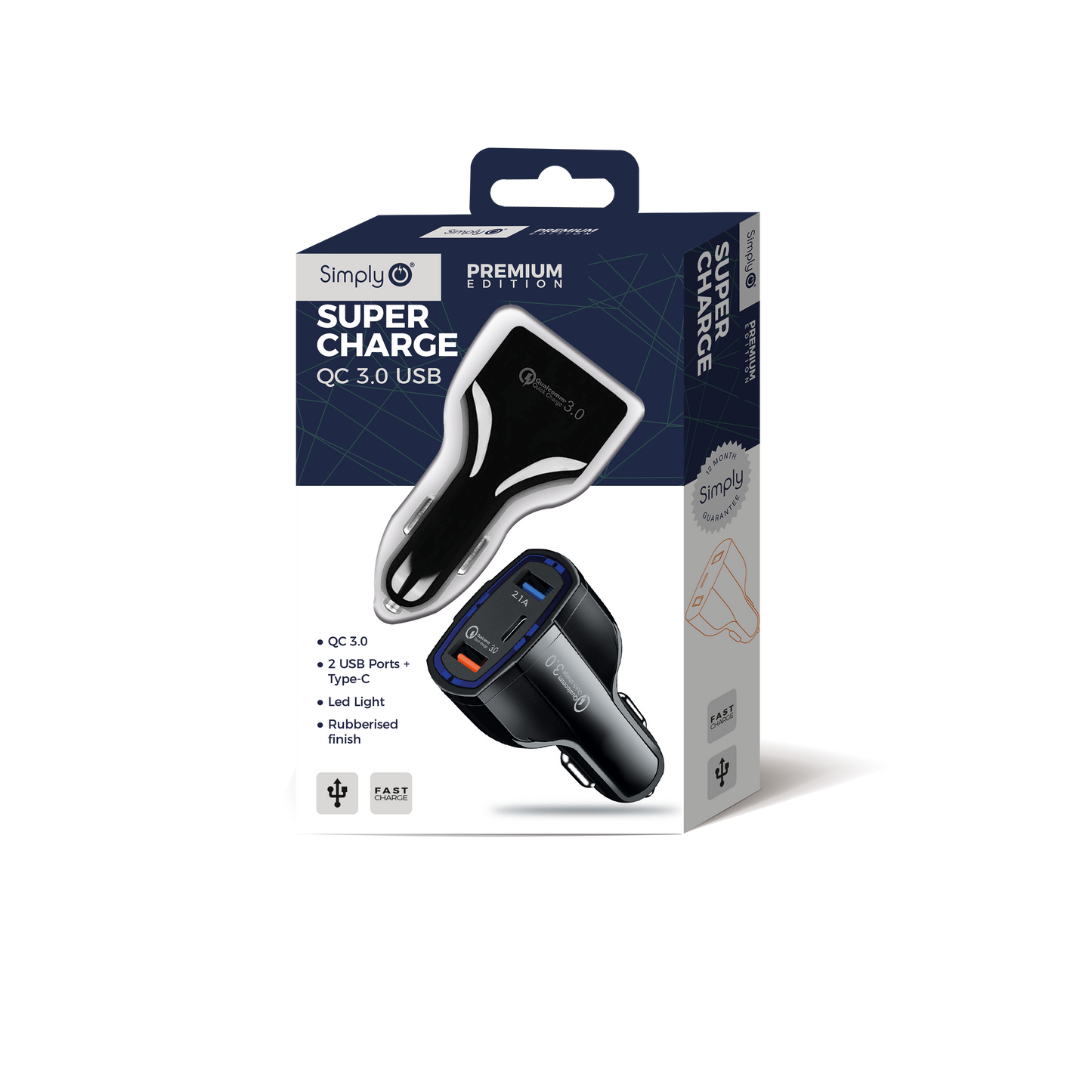 SUPER CHARGE - Technology: QC 3.0 2x USB Ports and 1x Type-C (SUSB05)