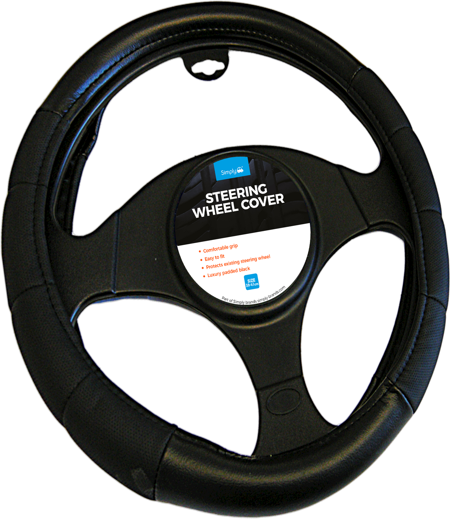Van Steering Wheel Cover Large - LUXURY PADDED BLACK (SWC129)