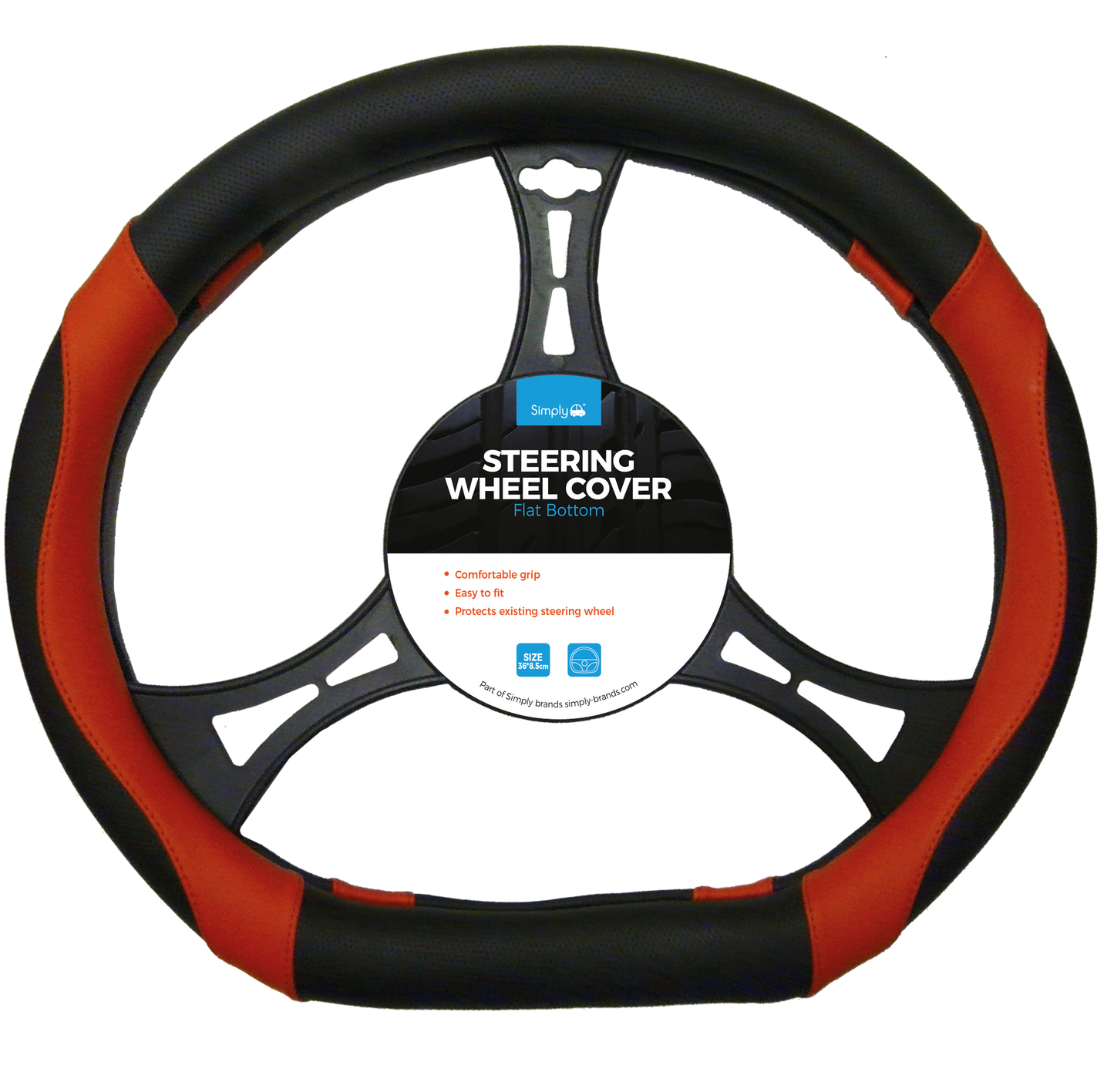 Steering Wheel Cover - Flat Bottom, Red Detail (SWC131)