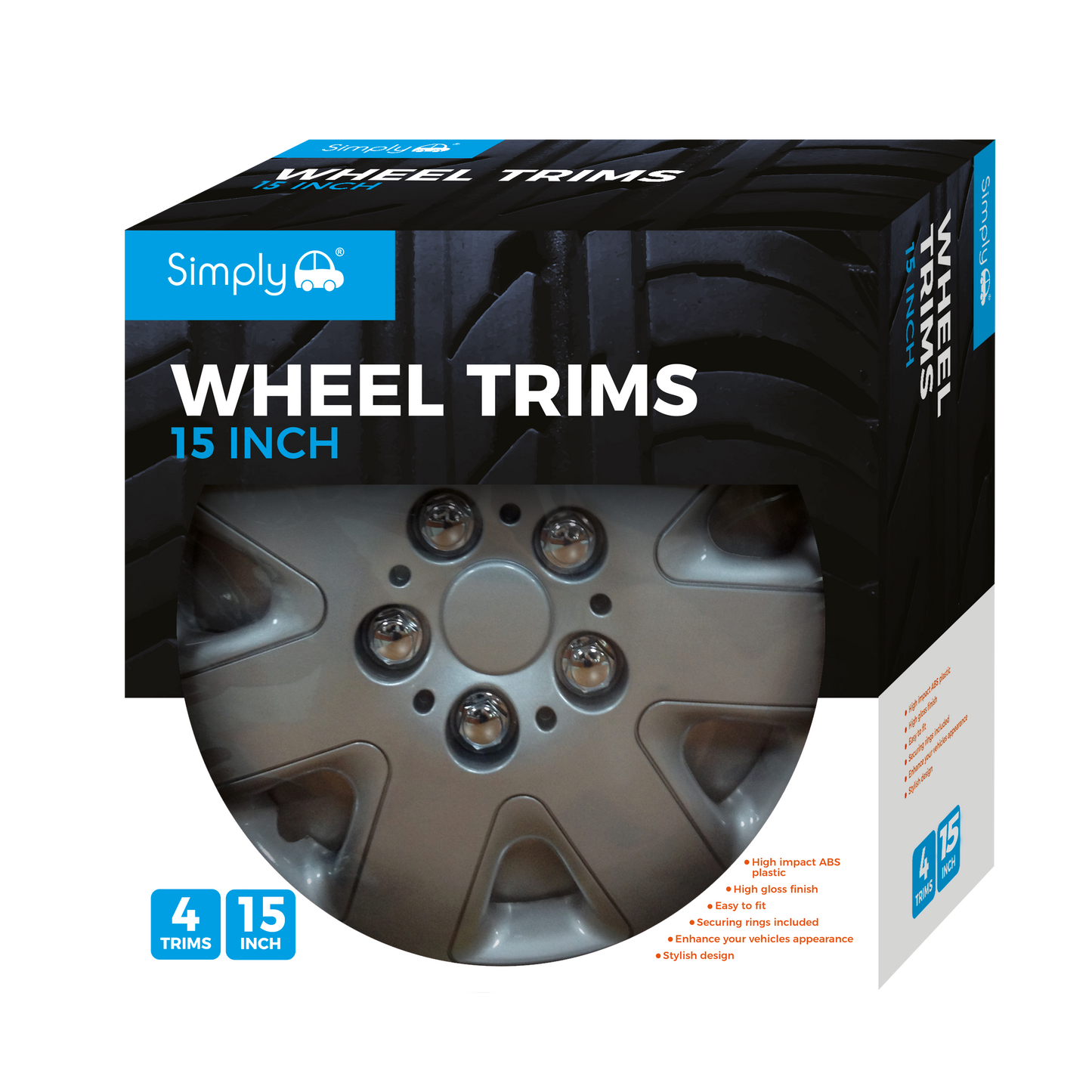 15" PRIME Wheel Cover Box of 4 Trims (SWT105)