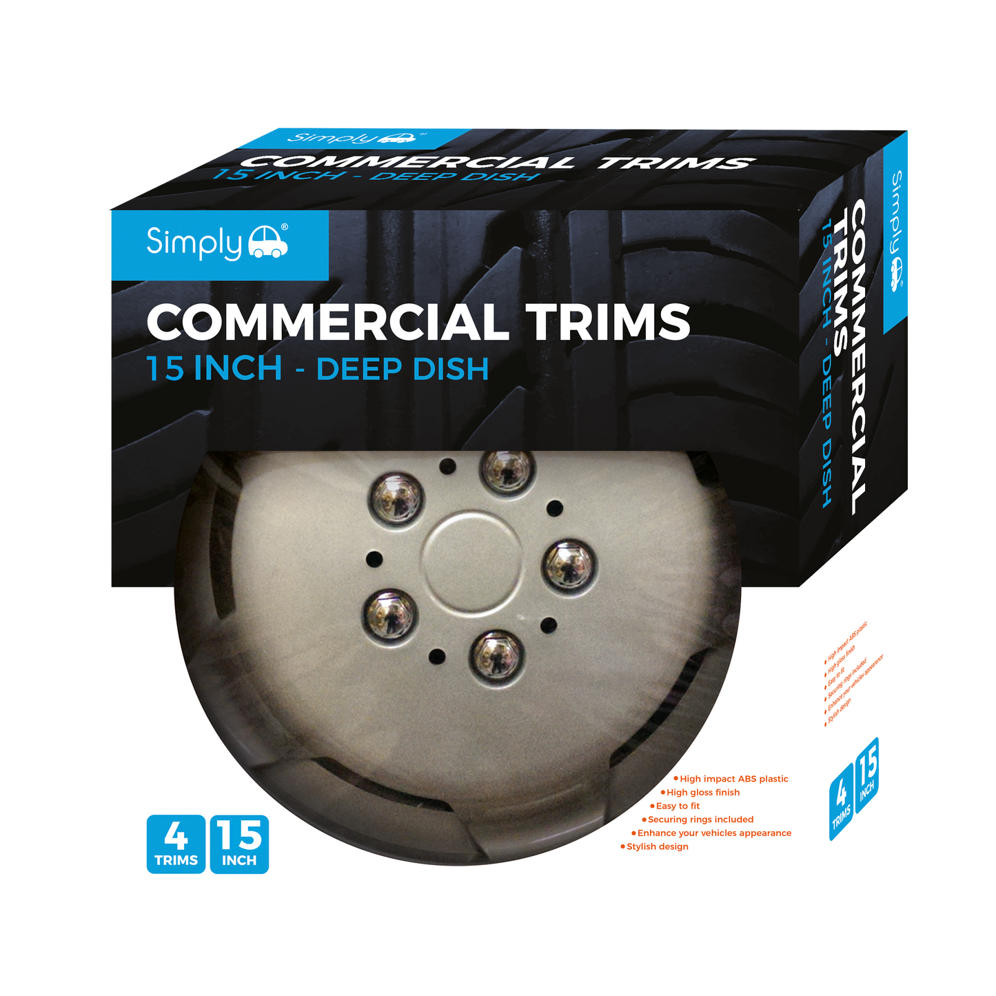 15" PERCEPTOR Wheel Cover Box of 4 Trims (SWT117)