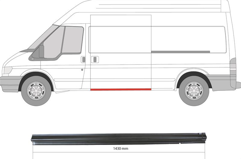 Transit 00- Sill Under Sliding Door LH Medium/Long Wheel Base (30-53-003L)