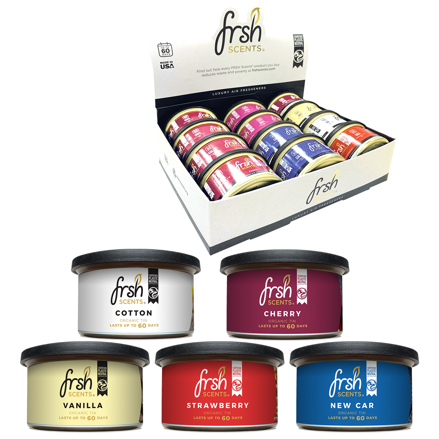 Organic FRSH Scent Can Tray of 12 Assorted