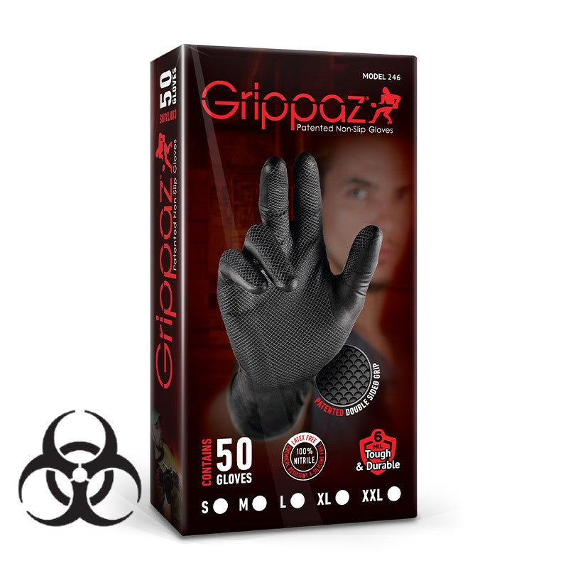 Grippaz Skins Black Extra Large XL Nitrile Glove Box of 50