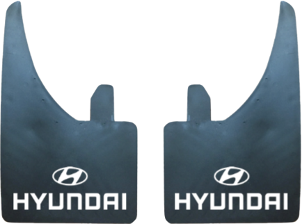Hyundai (White Text & Logo) Pair Mudflaps (MF319A)