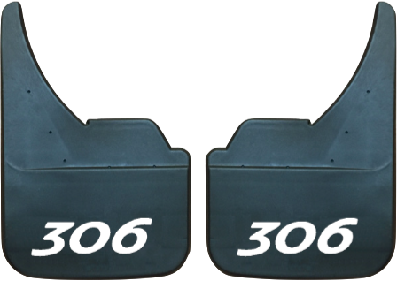 Peugeot 306 (White Text) Pair Mudflaps (MF379U)