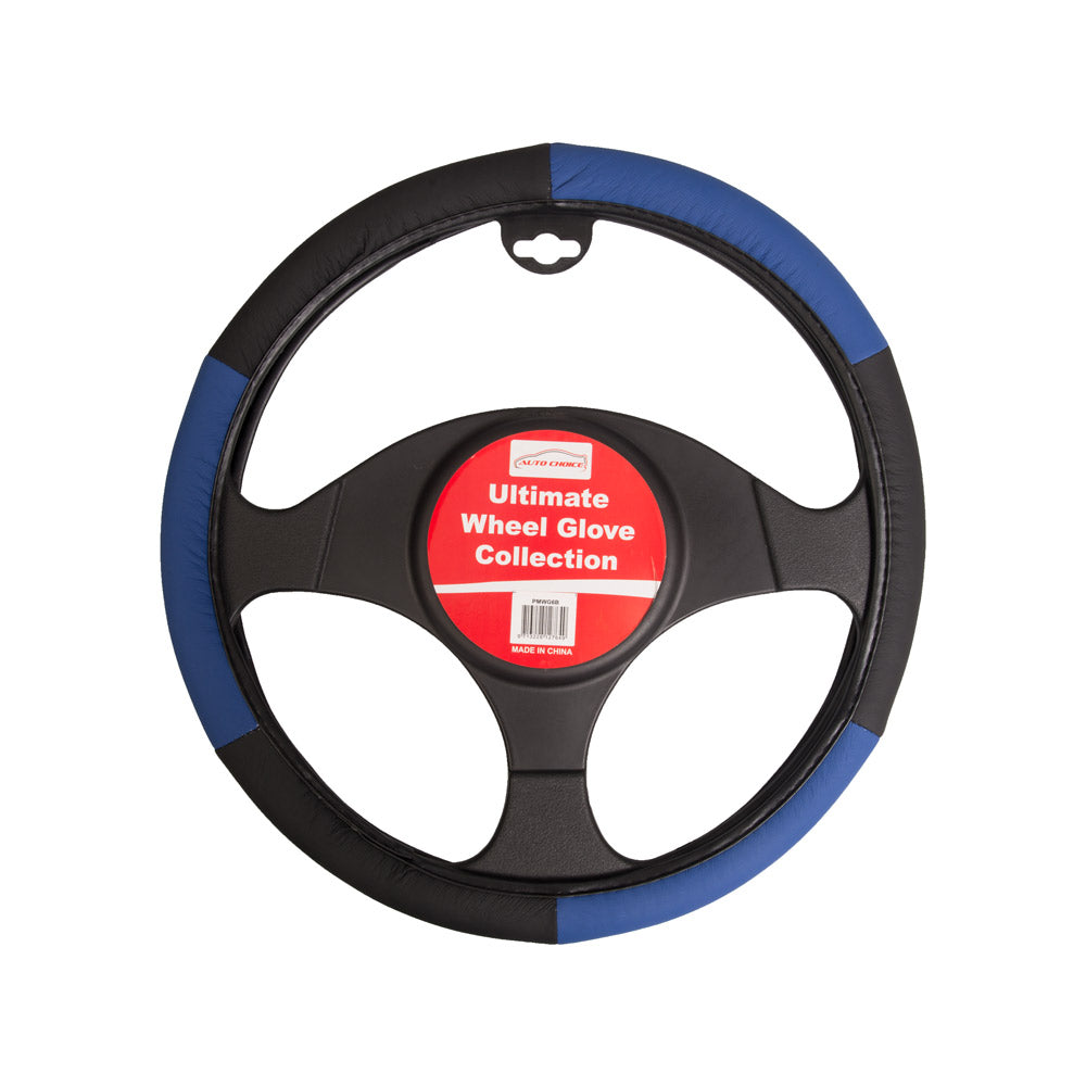 Auto Choice Black / Blue Steering Wheel Cover  PMWG6B (PMWG6B)