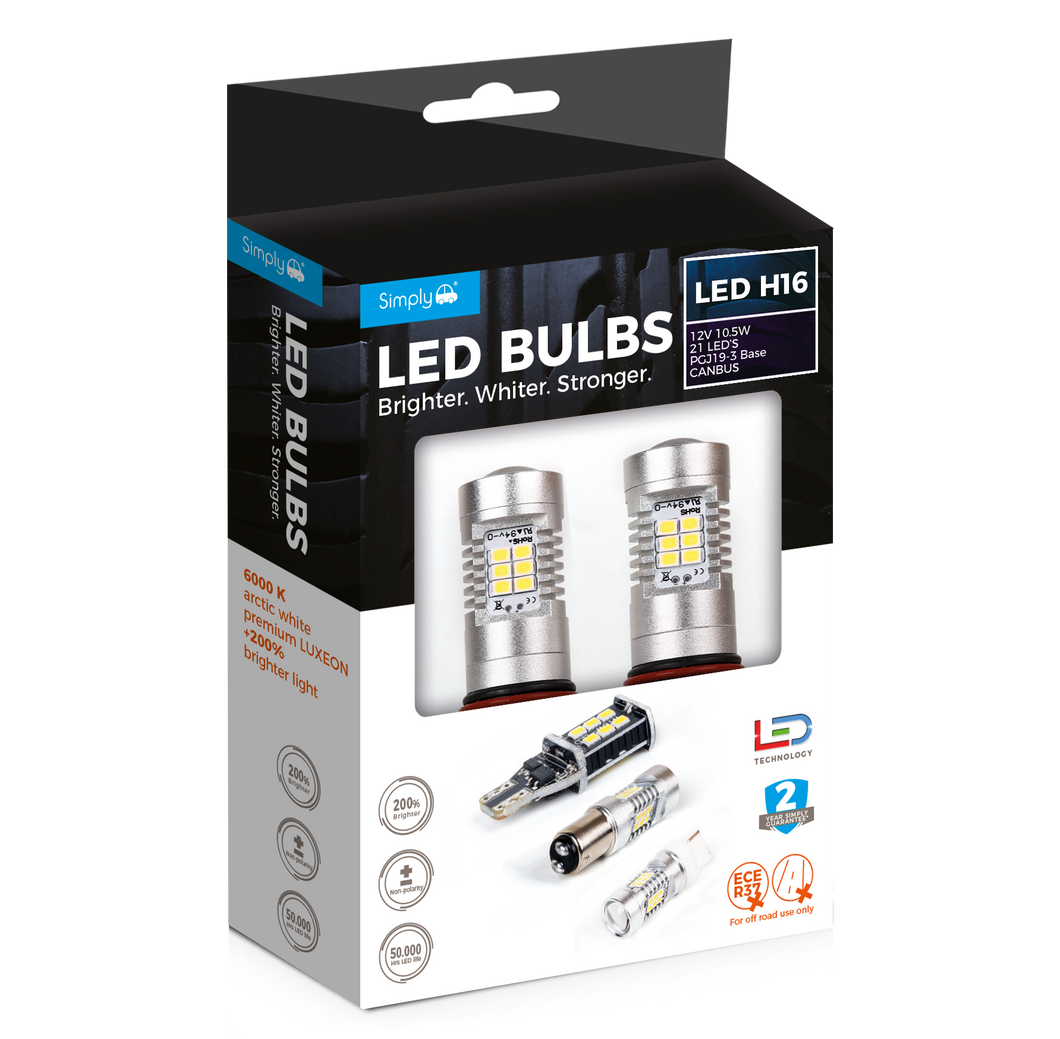 LED BULBS H16 21 LED`S 12V/10.5W BASE PGJ19-3 CANBUS (PAIR)