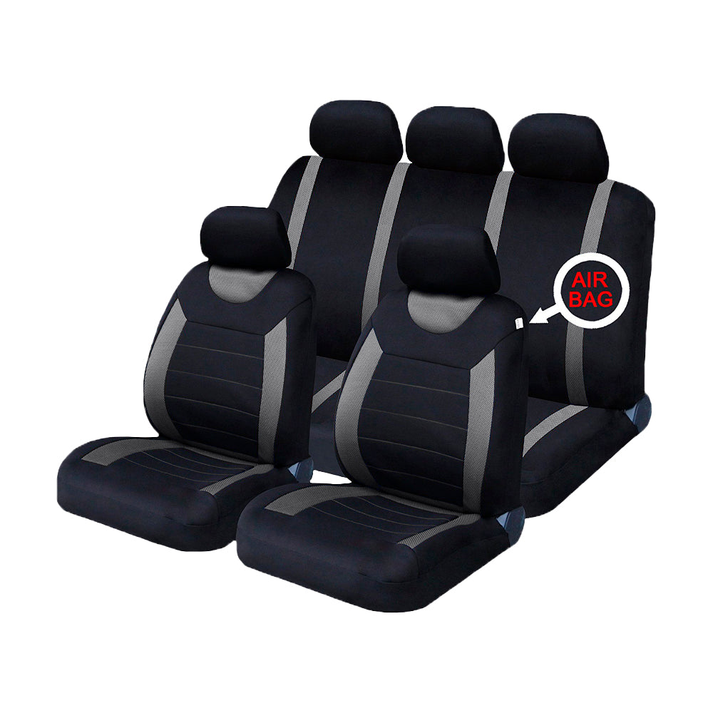 Auto Choice 9pc Grey / Black Seat Cover Set  XASC19 (XASC19)
