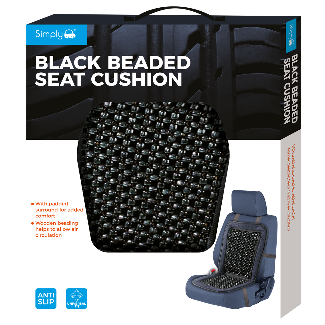 Black Beaded Seat Cushion (BBSC01)