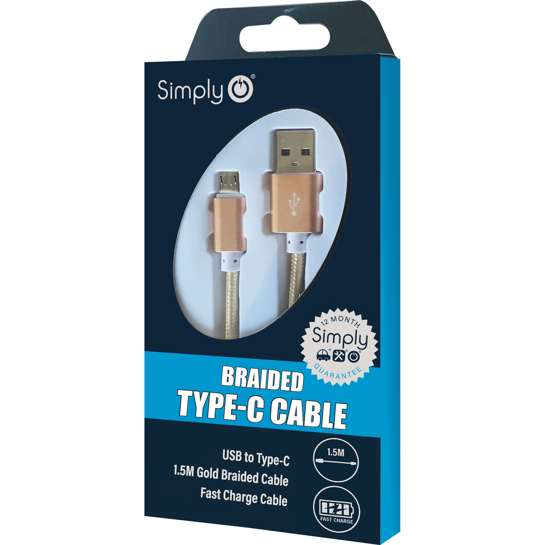 Braided type-c cable 1.5M Gold (ICTC04)
