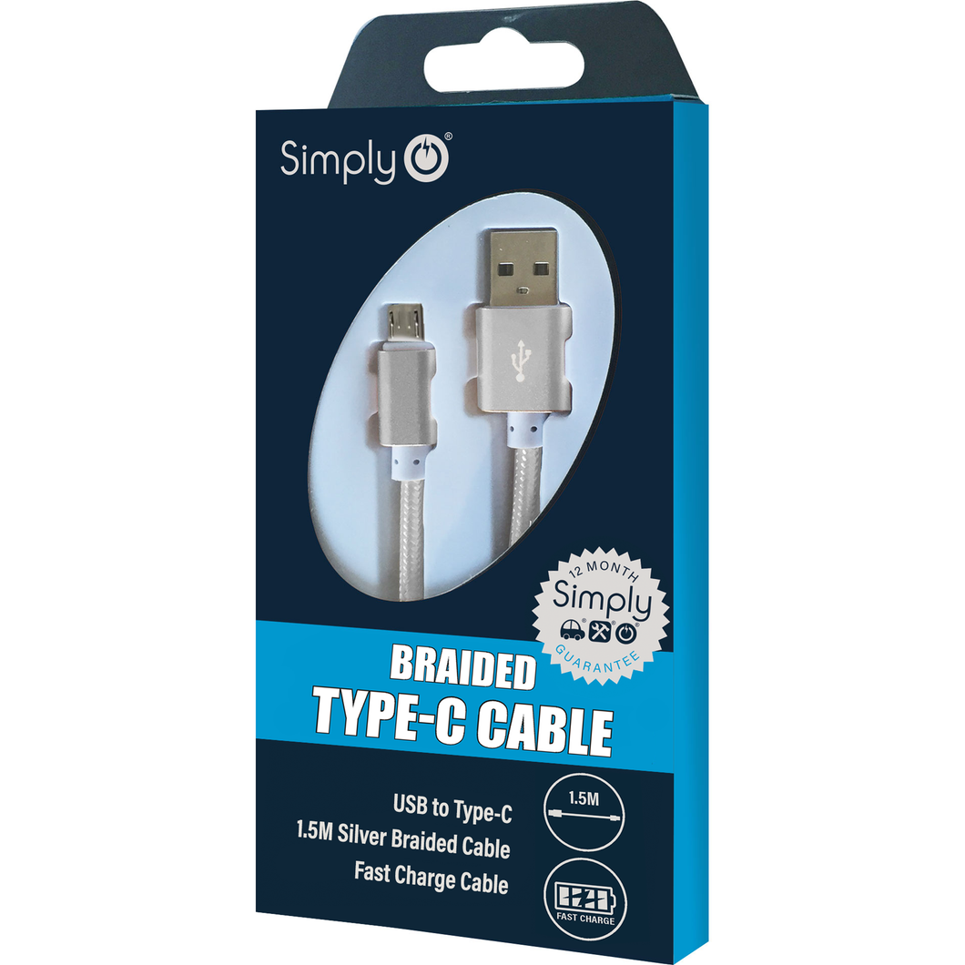 Braided type-c cable 1.5M Silver (ICTC05)