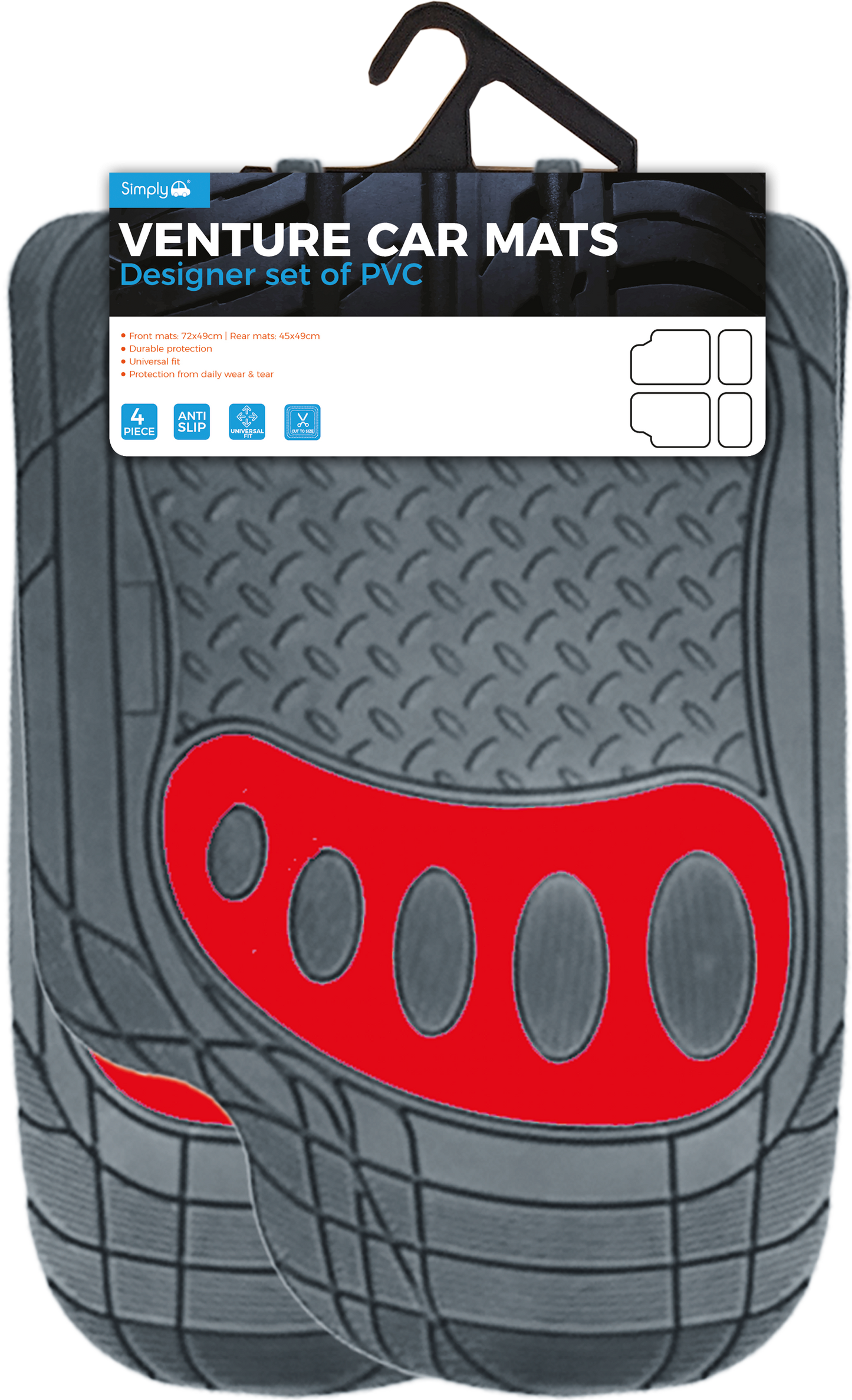 Venture Car Mats (Black & Red) (MR500)