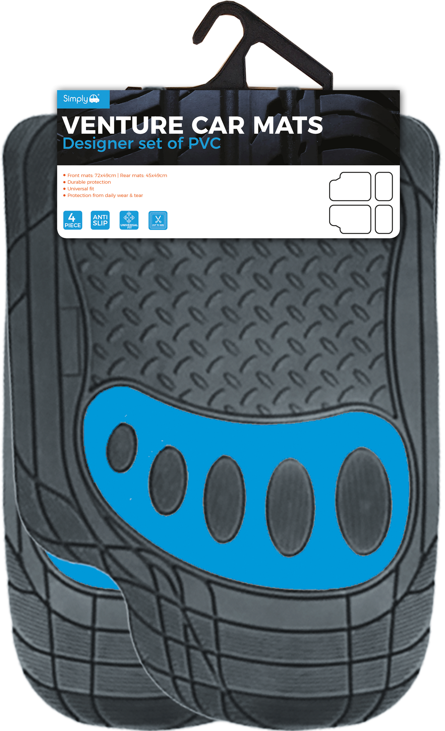 Venture Car Mats (Black & Blue) (MR501)