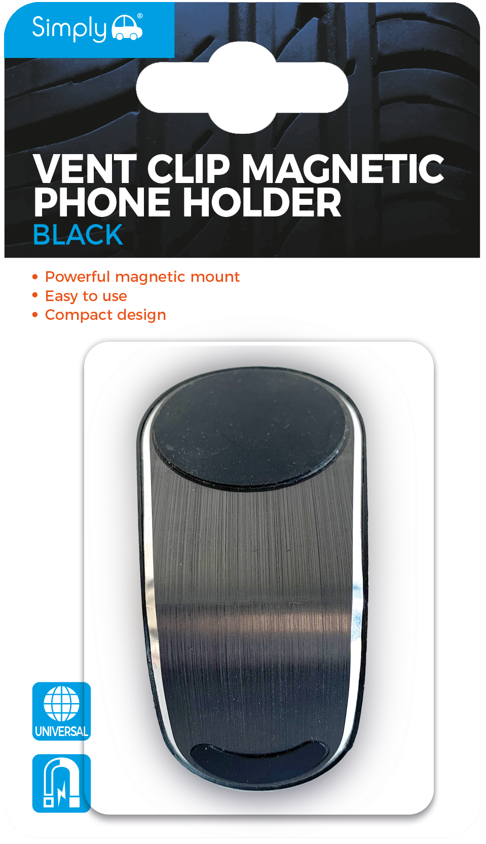 Vent Clip Magnetic Phone Holder - Black (PH013)