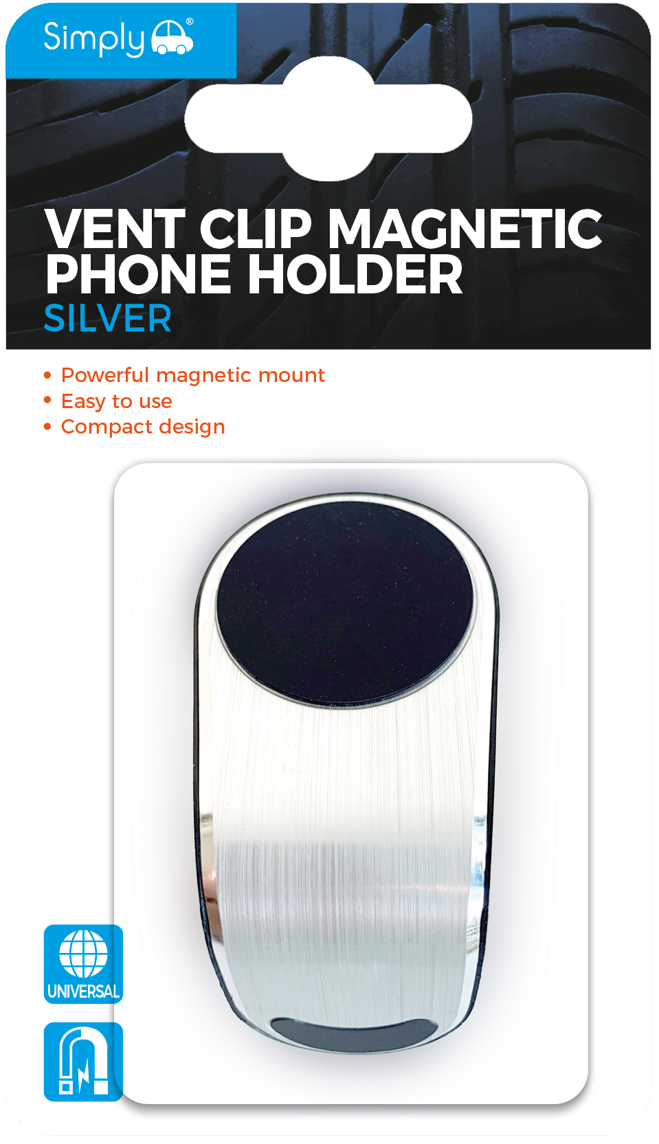 Vent Clip Magnetic Phone Holder - Silver (PH014)