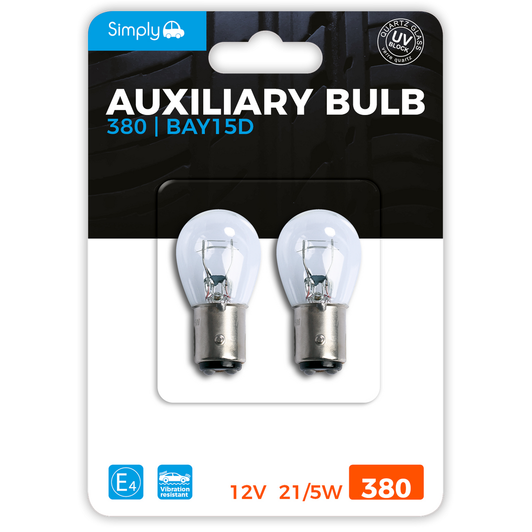 380 (P21/5W) Auxiliary Bulb Blister (S380BL)