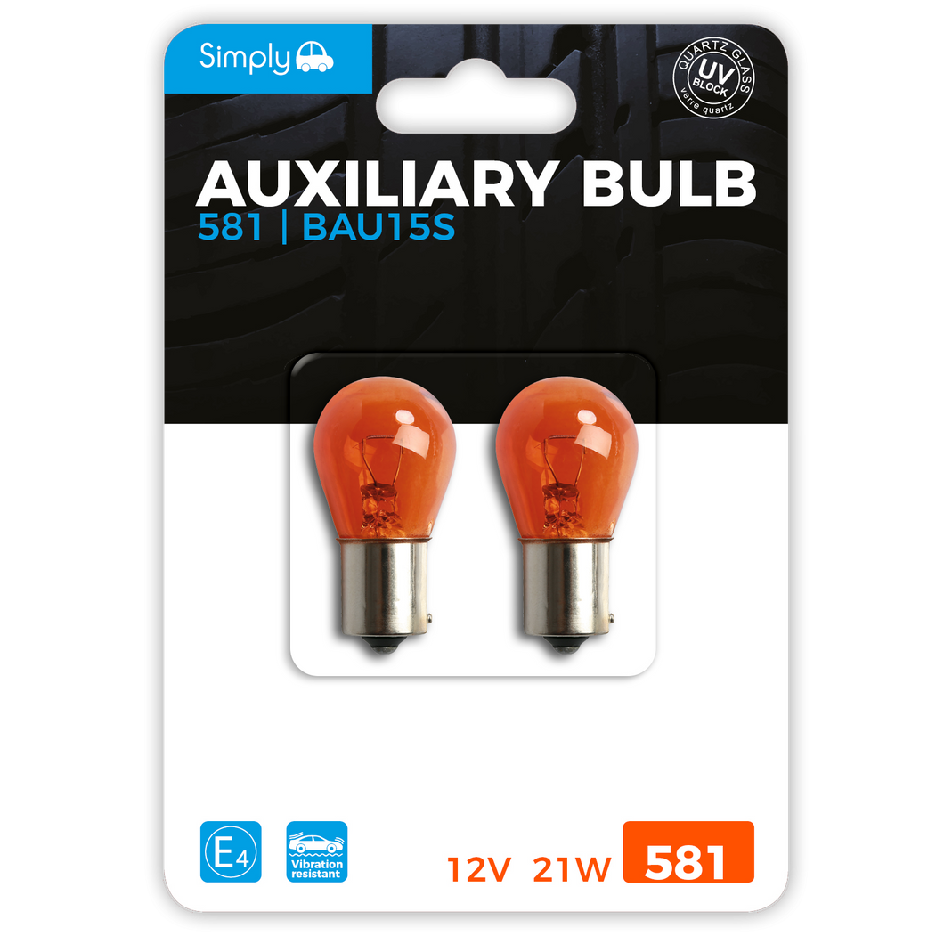 581 (PY21W) Amber Auxiliary Bulb Blister (S581BL)