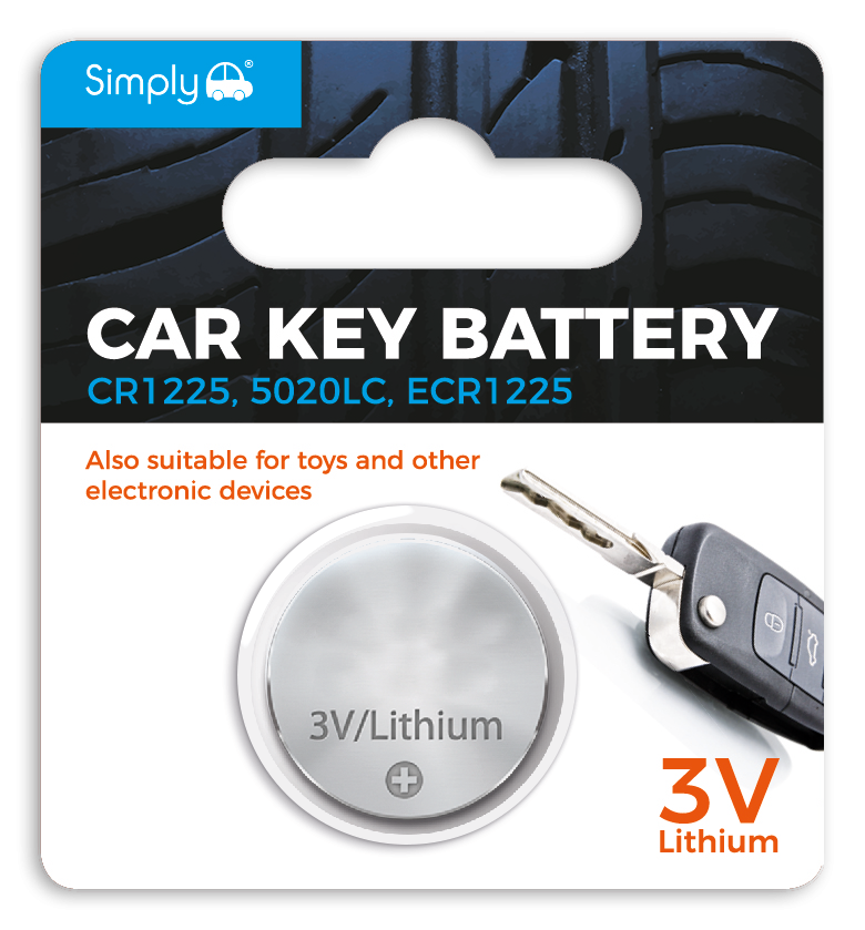 Car Key Battery - 3V Lithium CR1225, ECR1225, 5020LC (SB-CR1225)
