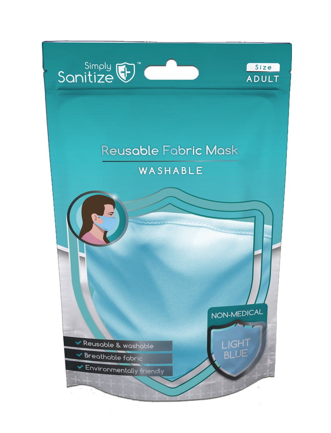 Blue Fabric Face Mask - Individually Bagged (NM004)