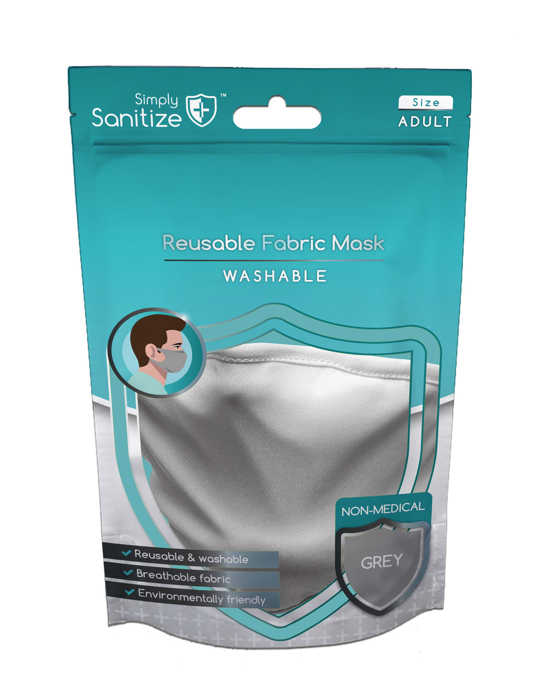 Simply Sanitize - Reusable Fabric Mask Grey (NM003)