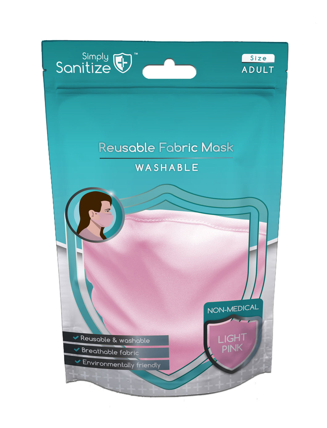 Simply Sanitize - Reusable Fabric Mask Light Pink (NM002)
