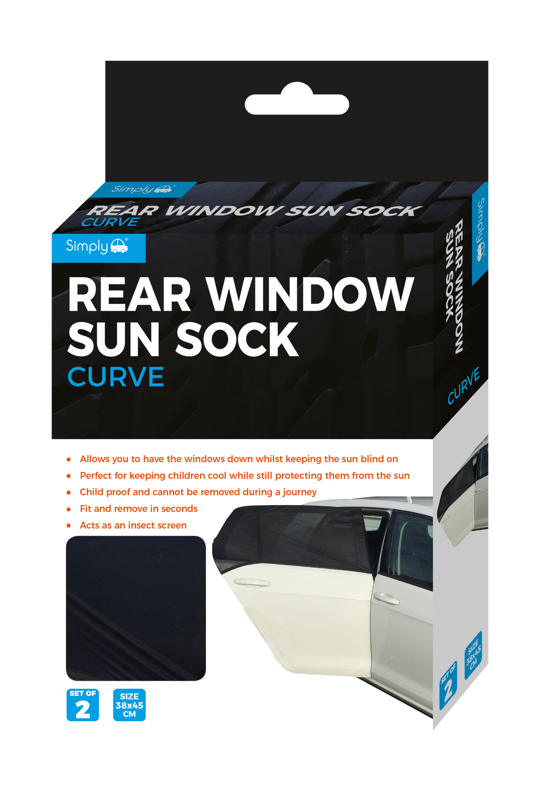 Pk2 Rear Window Sun Socks Curved (SUN11)