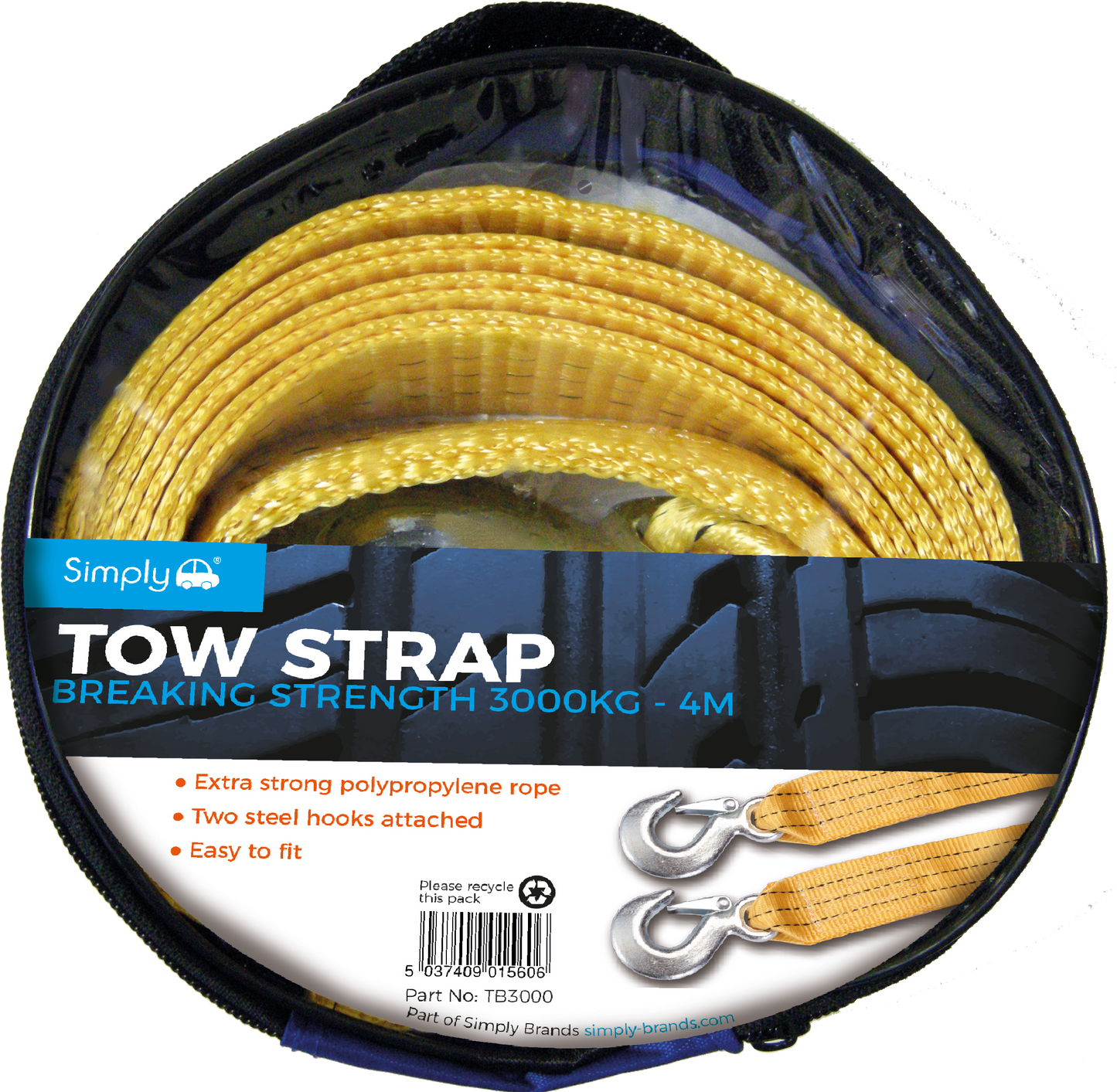 Tow Strap 3000kg 4M (TB3000)