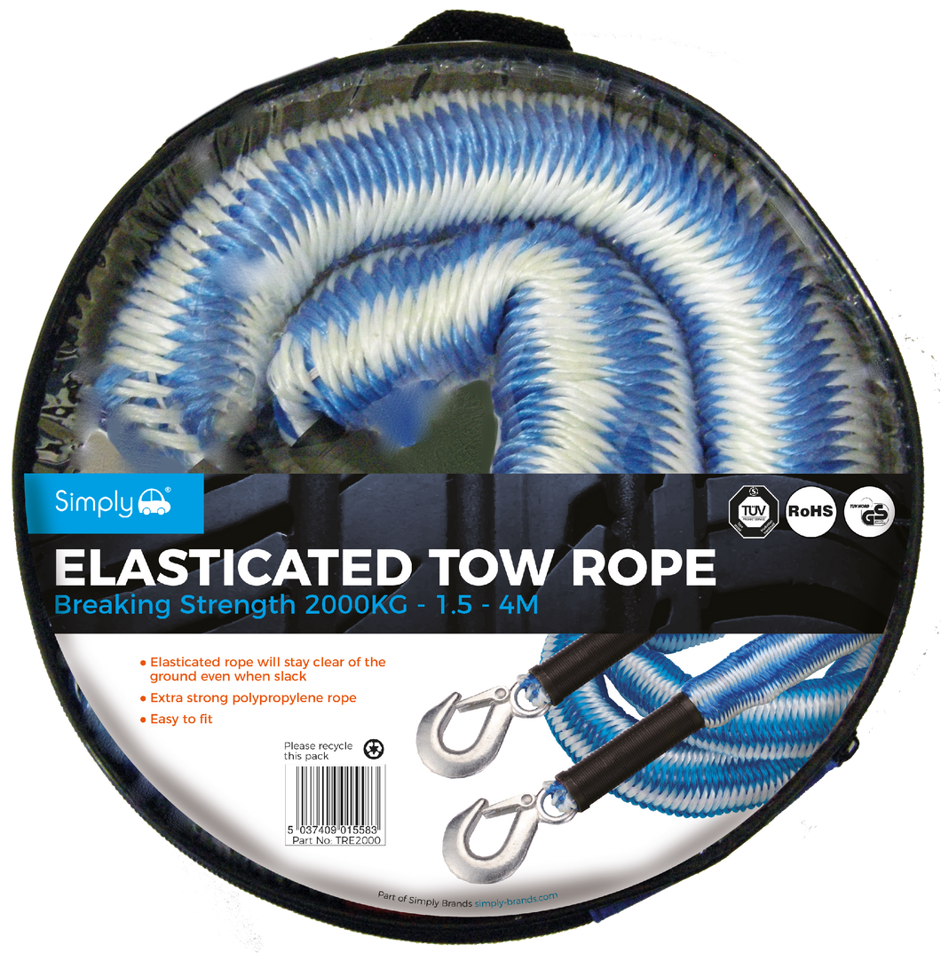 Elasticated Tow Rope 2000kg 1.5 - 4M (TRE2000)