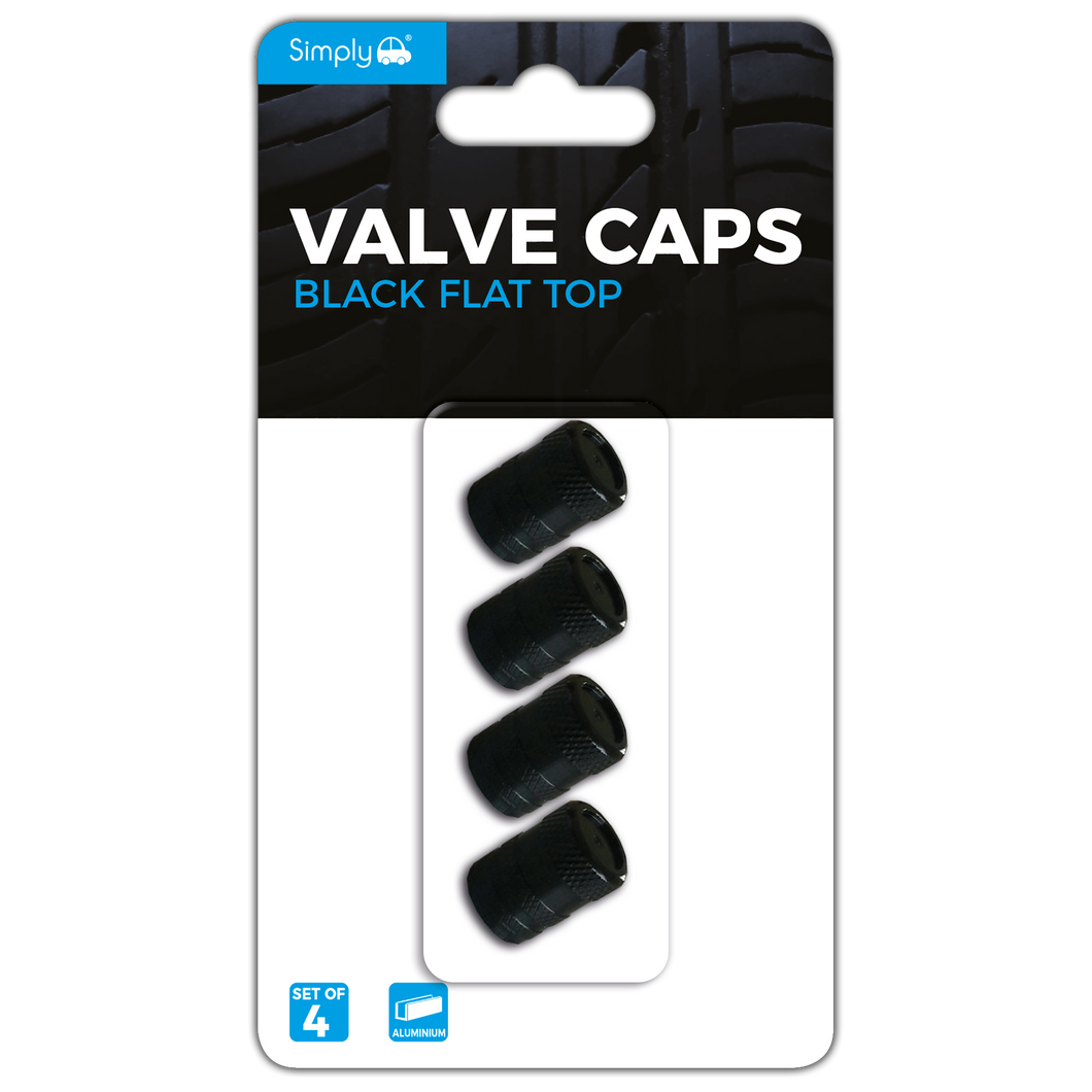 Black Flat Top Valve Caps (VAL03)
